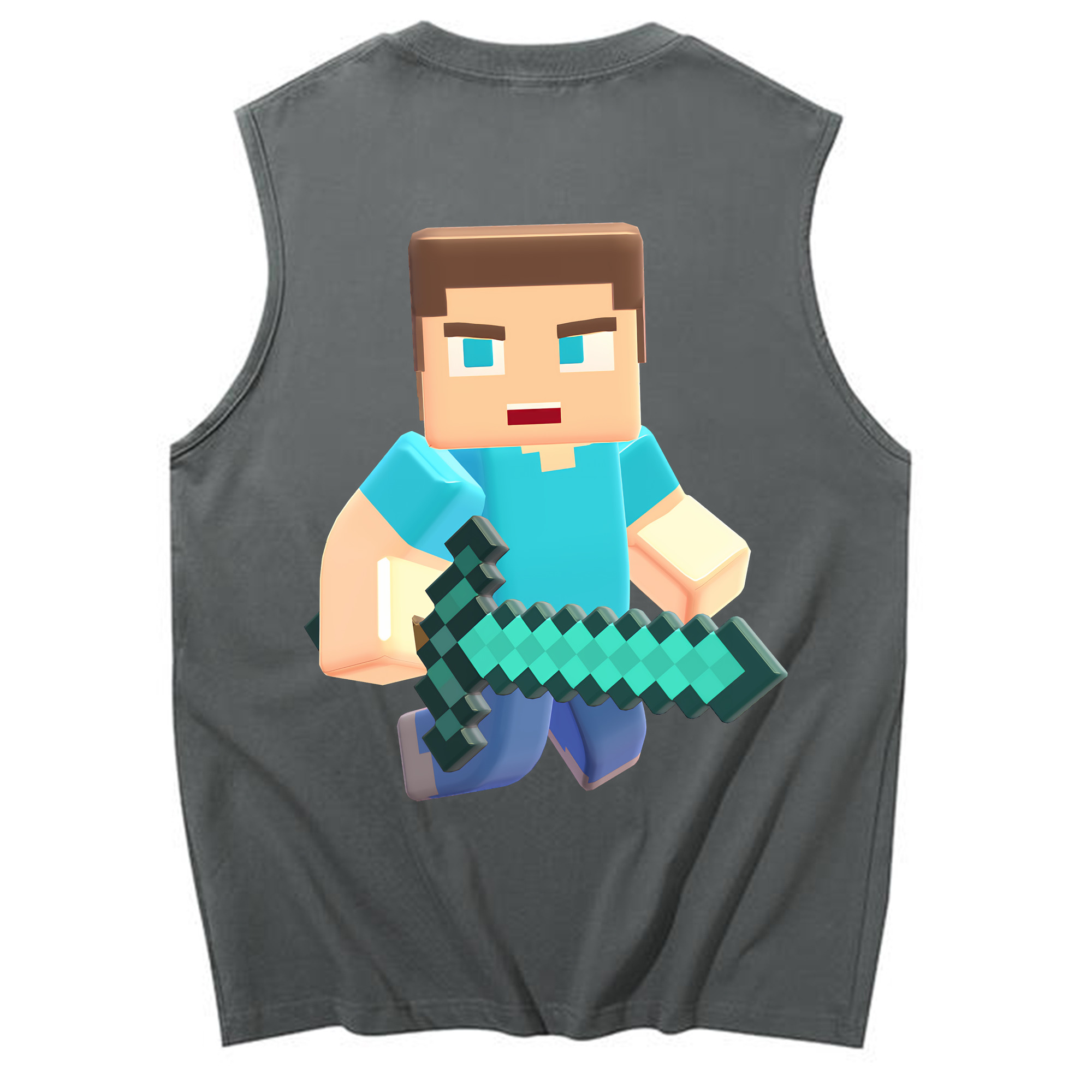 （画像用） マインクラフト ブロックの世界 Minecraft MC Block world コットン100％タンクトップ（背面プリント）